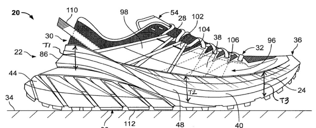 Dessin du brevet de la Hoka One One TenNine