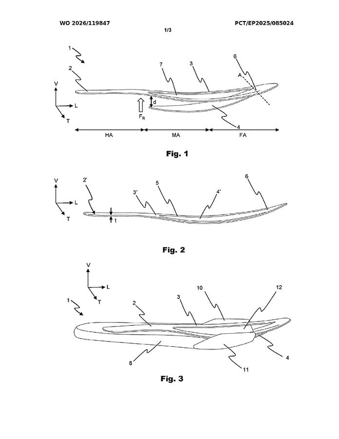 Patent drawings: elastic plate held bent by a resilient part